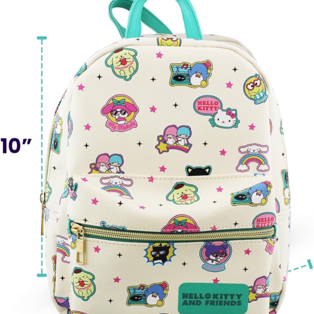 Hello Kitty and Friends Mini Backpack leather purse 10in Sanrio teal pink - Picture 6 of 7